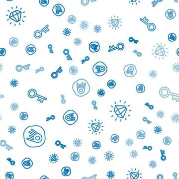 Set line Comet falling down fast, Diamond and Old key on seamless pattern Stock Illustration