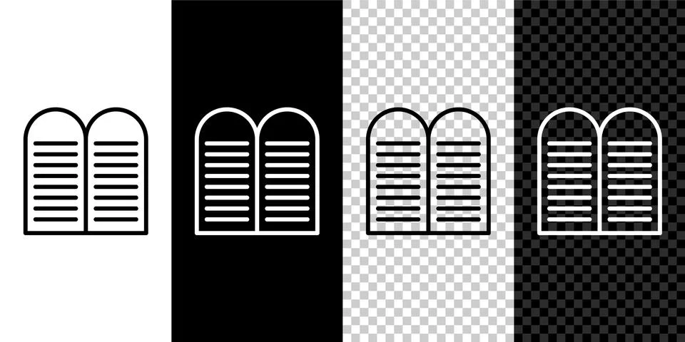 Set line The commandments icon isolated on black and white,transparent Illustrazione stock