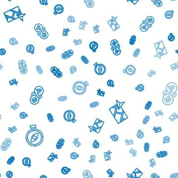 Set line Compass, City map navigation and Route location on seamless pattern Stock Illustration