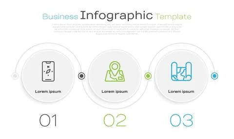 Set line Compass on mobile, Folded map with location marker and . Business .. Stock Illustration