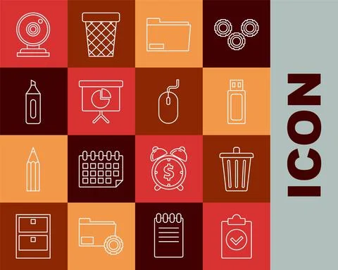 Set line Completed task, Document folder, Presentation financial board with Stock Illustration