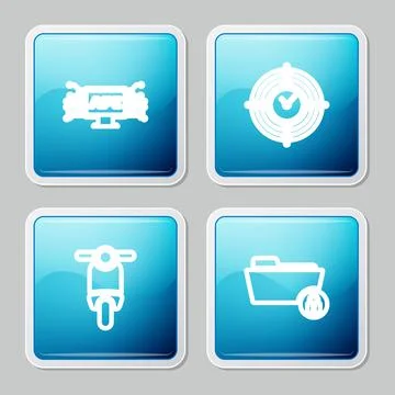 Set line Computer api interface, Time Management, Scooter and Folder and lock 스톡 일러스트