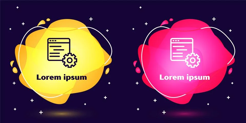 Set line Computer api interface icon isolated on blue background. Application Stock Illustration