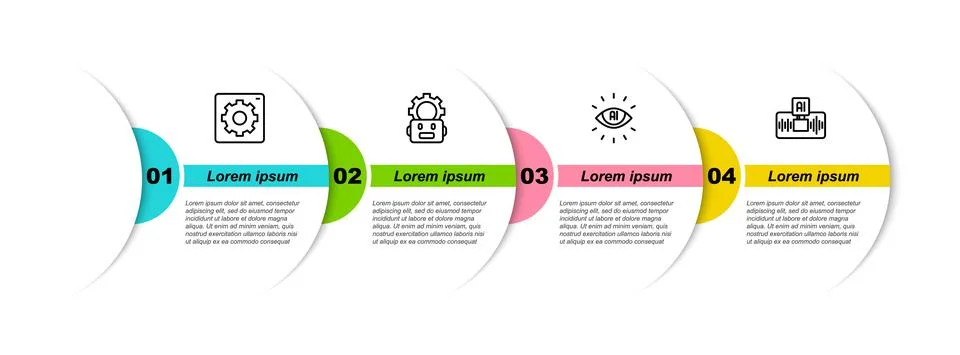 Set line Computer api interface, Robot setting, Artificial intelligence AI and Illustrazione stock
