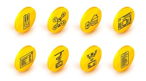 Set line Computer api interface, Software, web developer programming code Illustrazione stock