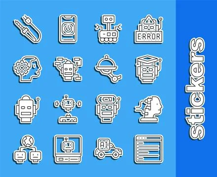 Set line Computer api interface, Robot for maintenance, Humanoid robot, Solde イラスト素材