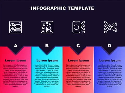 Set line Computer api interface, Neural network,  and . Business infographi.. Stock Illustration