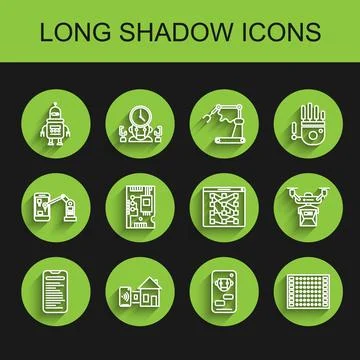 Set line Computer api interface, Bot, Printed circuit board PCB, Electronic.. Stock Illustration