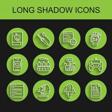 Set line Computer api interface, Robot for maintenance, User manual, Techni.. Stock Illustration