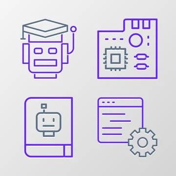 Set line Computer api interface, User manual, Motherboard digital chip and .. Stock Illustration
