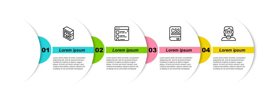 Set line Computer, Browser files, Books about programming and Hacker or cod.. Stock Illustration