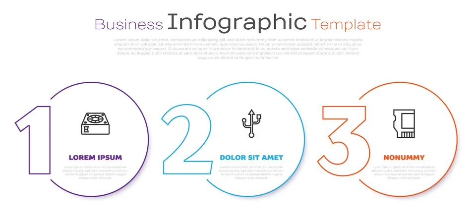 Set line Computer cooler, USB and SD card. Business infographic template. Vec Stock Illustration
