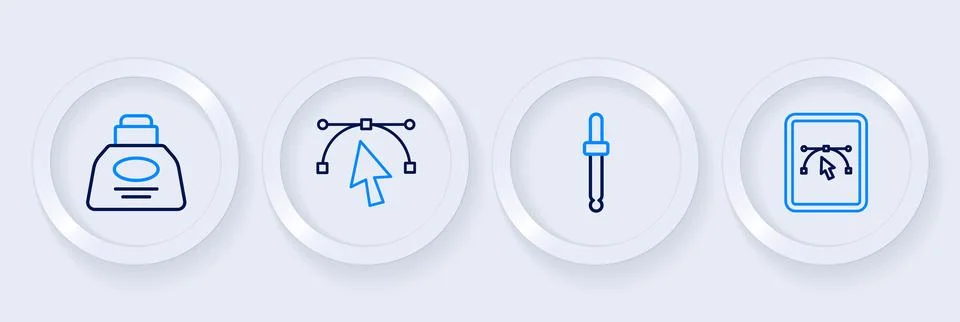 Set line Computer with design program, Eyedropper color picker palette, Bez.. Stock Illustration