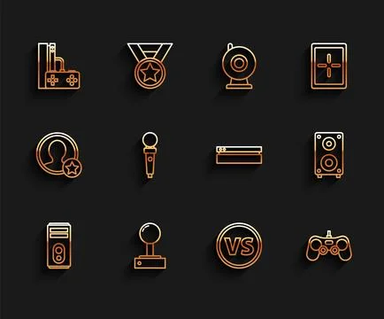 Set line Computer, Joystick for arcade machine, Game console with joystick, VS Stock Illustration