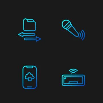 Set line Computer keyboard, Cloud technology data, Transfer files and Wireless Illustrazione stock