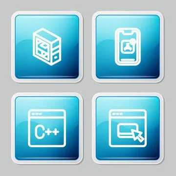 Set line Computer, Mobile Apps, Software and Browser files icon. Vector 스톡 일러스트