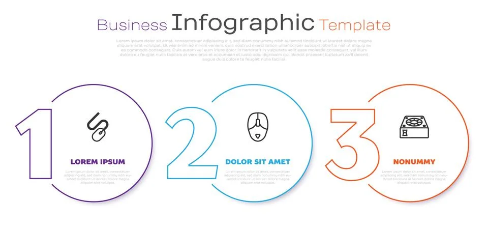 Set line Computer mouse, and cooler. Business infographic template. Vector Stock Illustration