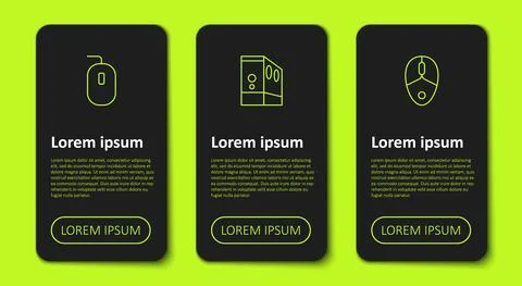 Set line Computer mouse, Case of computer and . Business infographic template 스톡 일러스트