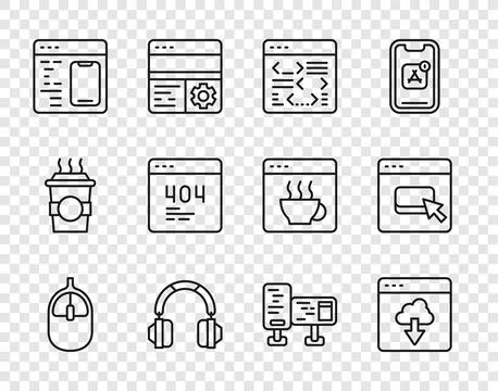 Set line Computer mouse, Cloud technology data transfer, Software, Headphon.. イラスト素材