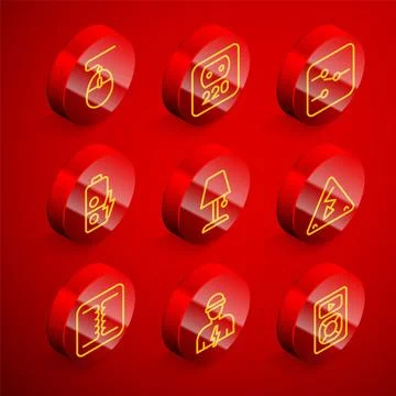 Set line Computer mouse, Electrical outlet, Switch in electronic circuit, B.. Illustrazione stock