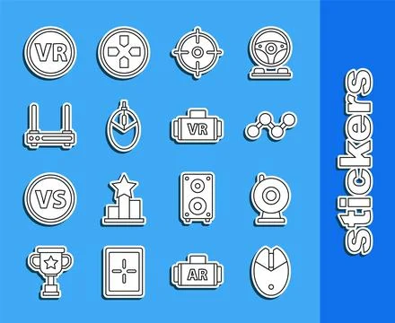 Set line Computer mouse gaming, Web camera, Share, Target sport, Router and.. 스톡 일러스트