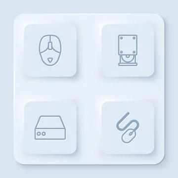 Set line Computer mouse, Optical disc drive, Server, Data, Web Hosting and .  Stock-Illustration