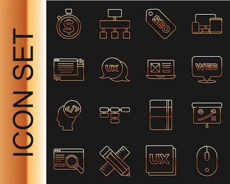 Set line Computer mouse, Planning strategy concept, Web and graphic design,.. 스톡 일러스트