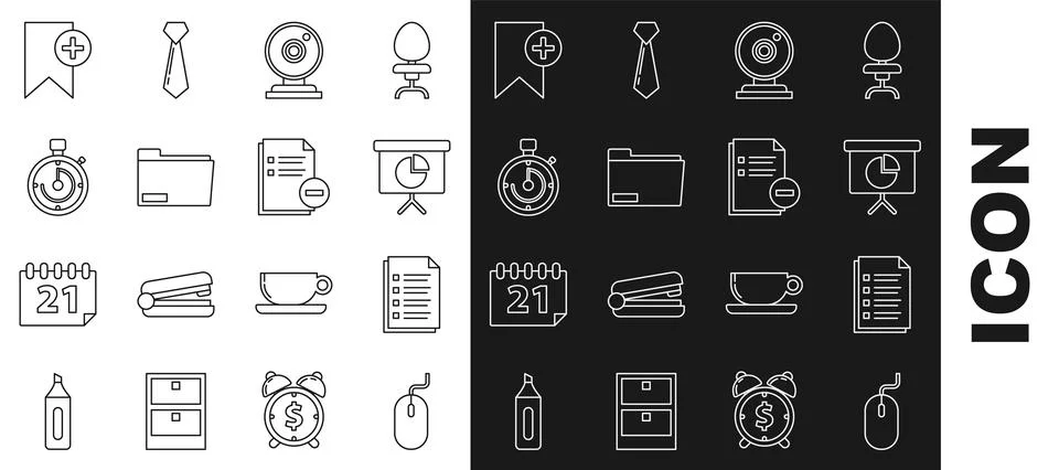 Set line Computer mouse, Presentation financial board with graph, schedule,.. Stock-Illustration