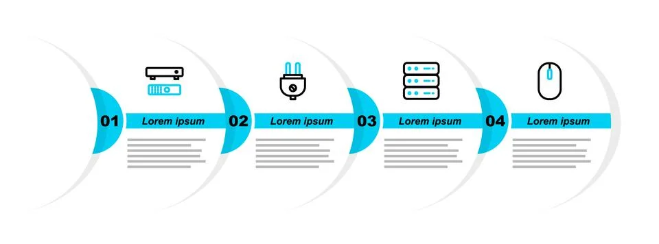 Set line Computer mouse, Server, Data, Web Hosting, Electric plug and Multi.. Illustrazione stock
