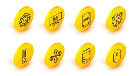Set line Computer mouse, Voice assistant, Drone, Video game console, Cyber se Stock Illustration