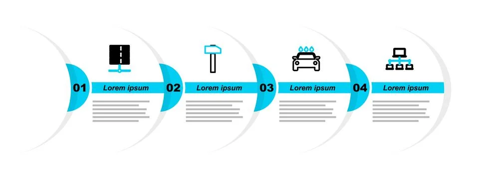 Set line Computer network, Car wash, Hammer and Server, Data, Web Hosting i.. Illustrazione stock