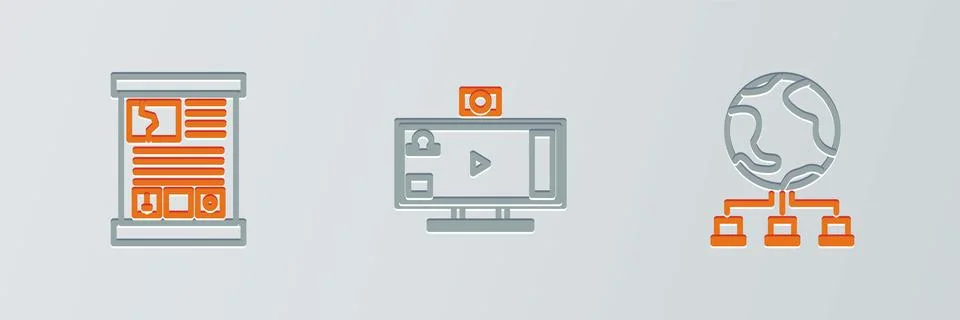 Set line Computer network, Game guide and Live streaming online icon. Vector Stockillustratie