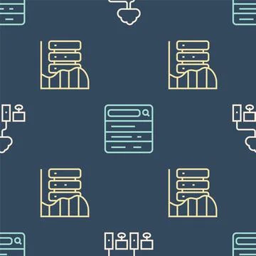 Set line Computer network, Server, Data, Web Hosting and Search engine on 스톡 일러스트