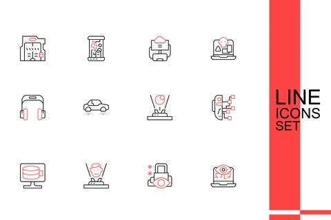 Set line Computer vision, Cyber security, Hologram, Cloud database, Humanoi.. 스톡 일러스트