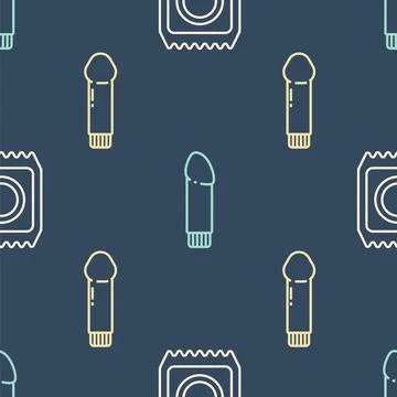 Set line Condom in package safe sex, Dildo vibrator and Dildo vibrator on Stock-Illustration