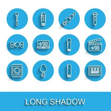 Set line Condom in package safe sex, Anal plug, Leather whip, Dildo vibrator, イラスト素材