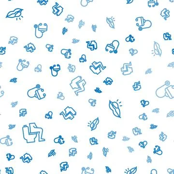 Set line Constipation, Herpes lip and Stethoscope on seamless pattern. Vector Stock Illustration