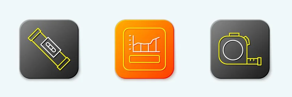 Set line Construction bubble level, Graph, schedule, chart, diagram and Rou.. Stock Illustration
