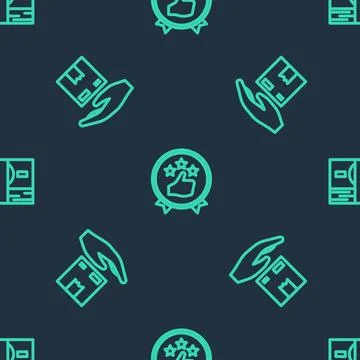 Set line Consumer or customer product rating, Delivery hand with boxes and St Stock Illustration