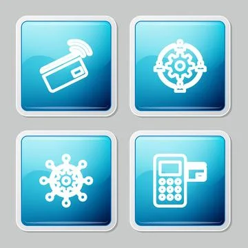 Set line Contactless payment, Outsourcing concept, Project management and Pos Stock-Illustration