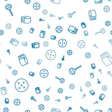 Set line Cookie or biscuit, Lollipop and Cake on seamless pattern. Vector Illustrazione stock
