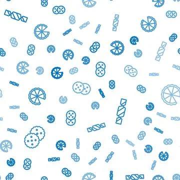 Set line Cookie or biscuit, Candy and Homemade pie on seamless pattern. Vector Stock Illustration