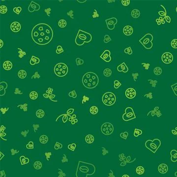 Set line Cookie or biscuit, Coffee bean, branch and Lovers on seamless pattern Illustrazione stock