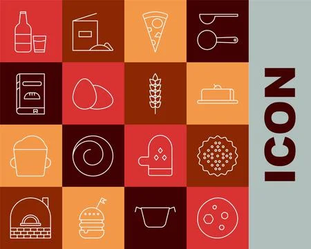 Set line Cookie or biscuit with chocolate, Strawberry cheesecake slice, Slice Stock Illustration
