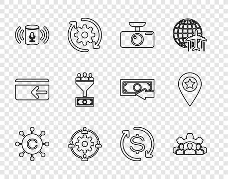Set line Copywriting network, Project team base, Car DVR, Outsourcing conce.. Stock Illustration