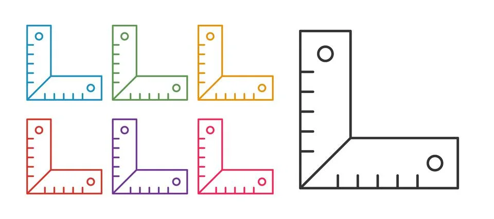 Set line Corner ruler icon isolated on white background. Setsquare, angle ruler Stock Illustration