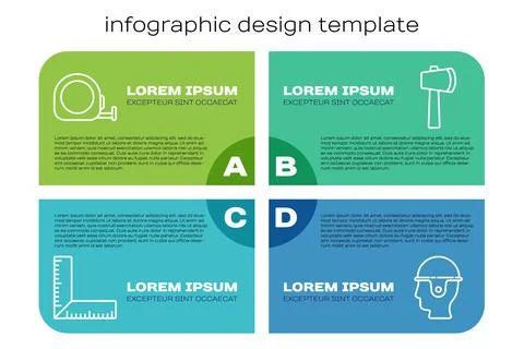 Set line Corner ruler, Roulette construction, Worker safety helmet and Wooden Stock Illustration