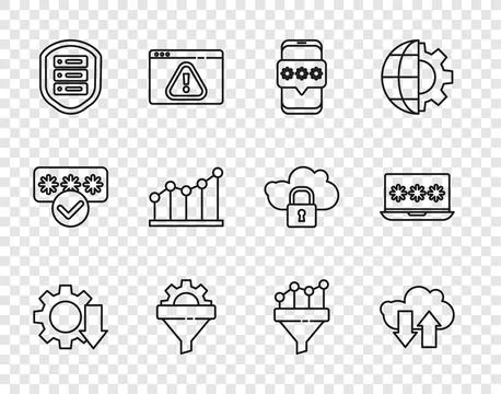 Set line Cost reduction, Cloud download and upload, Mobile password, Sales Illustrazione stock