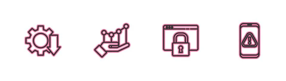 Set line Cost reduction, Secure your site with HTTPS, SSL, Pie chart infographic 库存插图