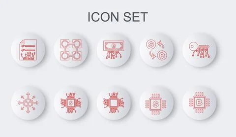Set line CPU mining farm, Distribution, Cryptocurrency bitcoin with circuit 스톡 일러스트